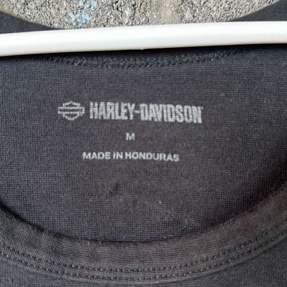 Harley-Davidson Scoop Neck Graphic Logo Sleeveless Tank Top Black Medium - Picture 3 of 4